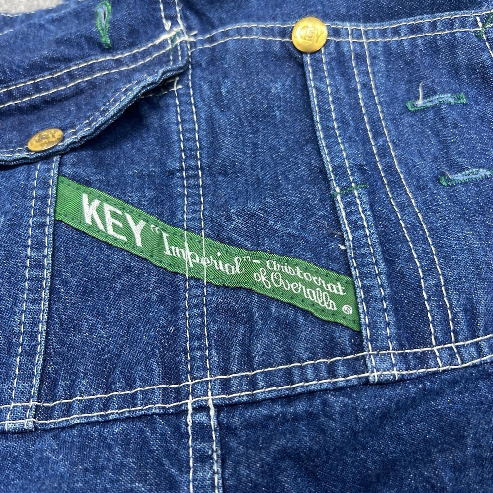 Key Imperial Bib Overalls Mens 52x30 Blue Denim Relaxed Fit Big Tall Workwear - Picture 5 of 16